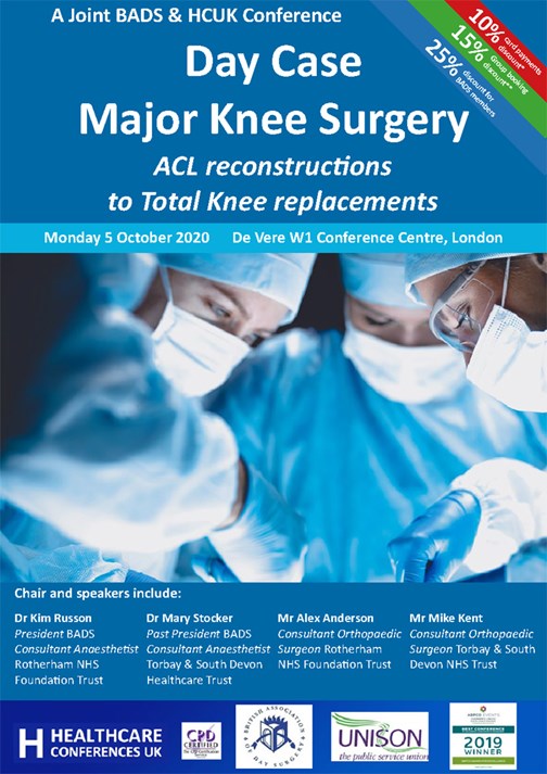 BADS / HCUK Conference: Day Case Major Knee Surgery programme cover